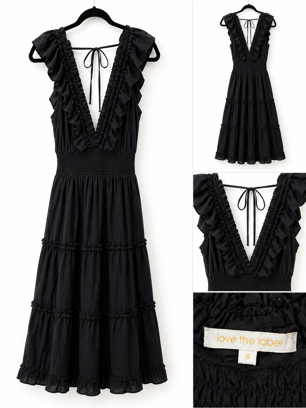 Love the Label Black Ruffle-Trim Maxi Dress - Women's